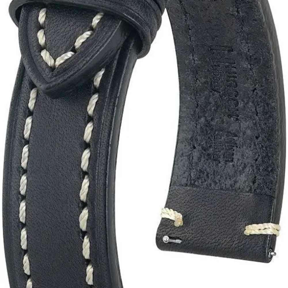 Hirsch Liberty Vintage Saddle Leather Watch Straps with Quick Release Black 22mm